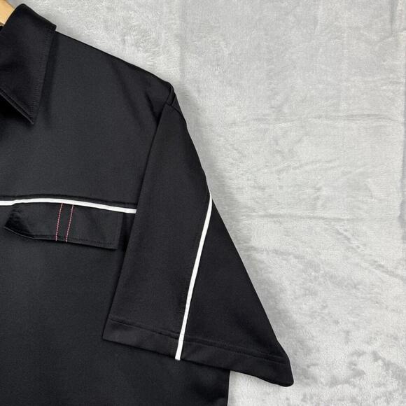 J.Lindeberg Future Sports Polo Shirt Black Sz XL Retro Tech Piping Two Pockets - Picture 5 of 11
